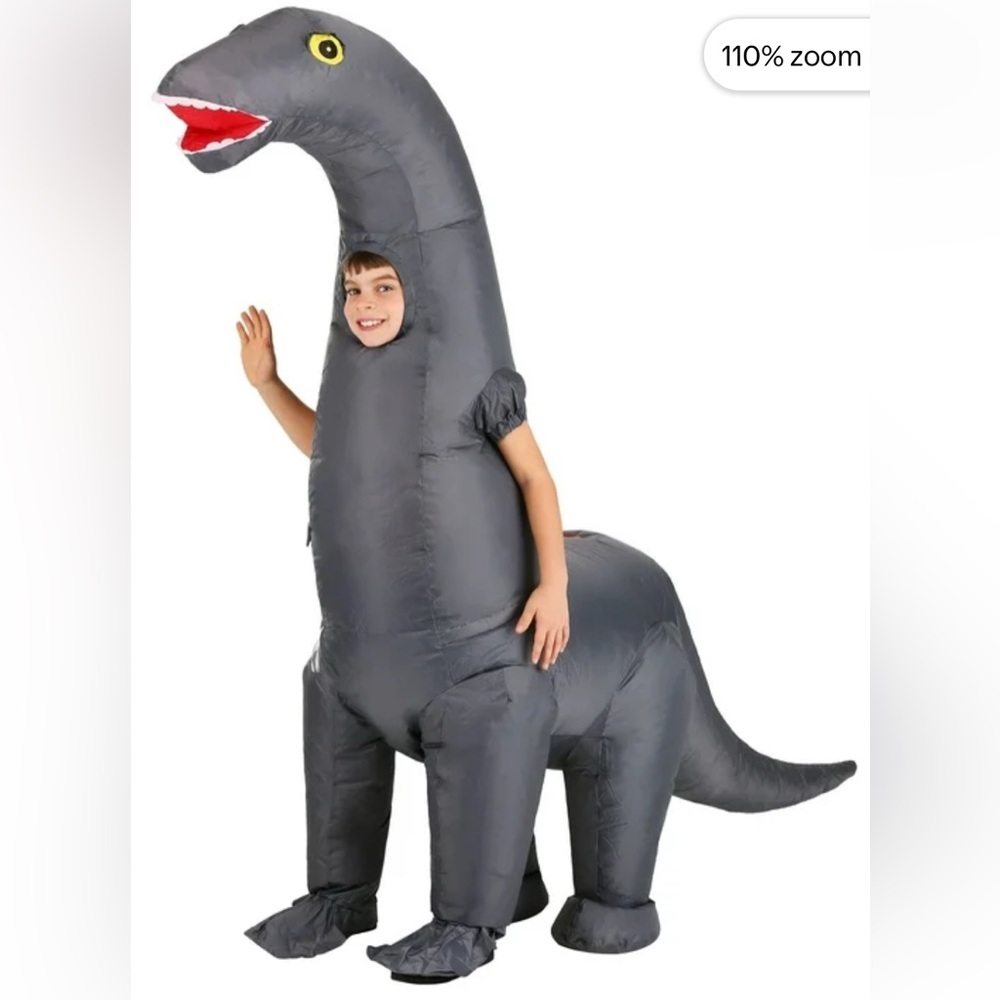 NEW Kids Inflatable Dinosaur Costume - Gray - Boy or Girl - Halloween